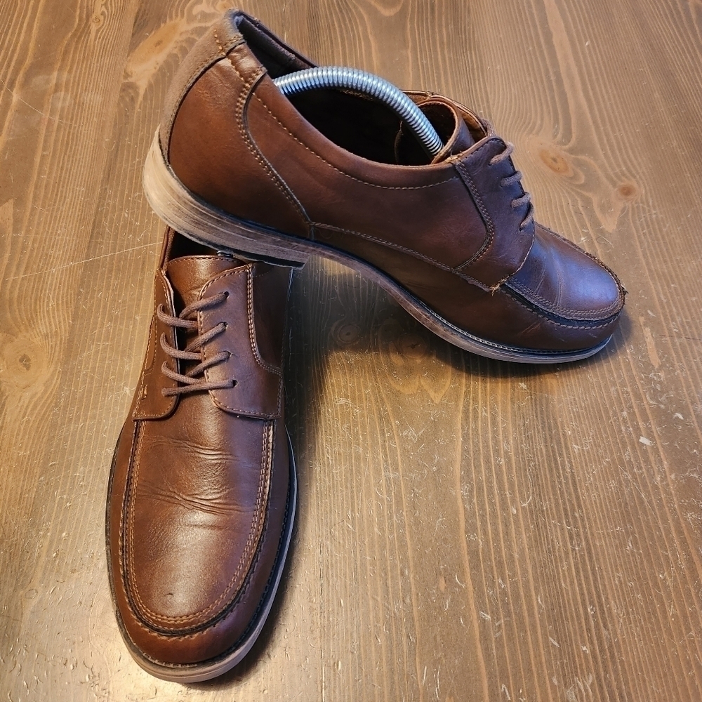 Men's St Johns Bay Brown Leather Balsam Oxford Shoe W/ Memory Foam Insole Sz 11M